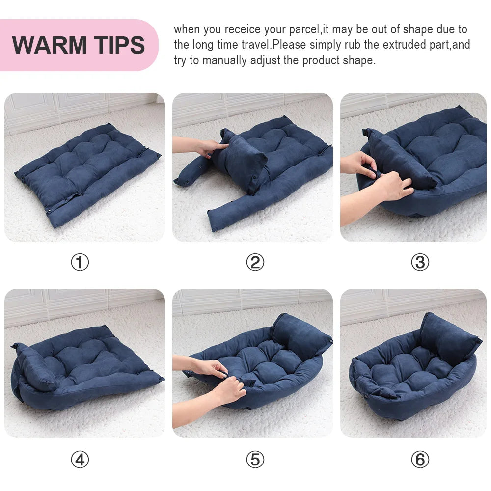 3-in-1 Multifunction Pet Bed – Sofa, Nest & Cushion