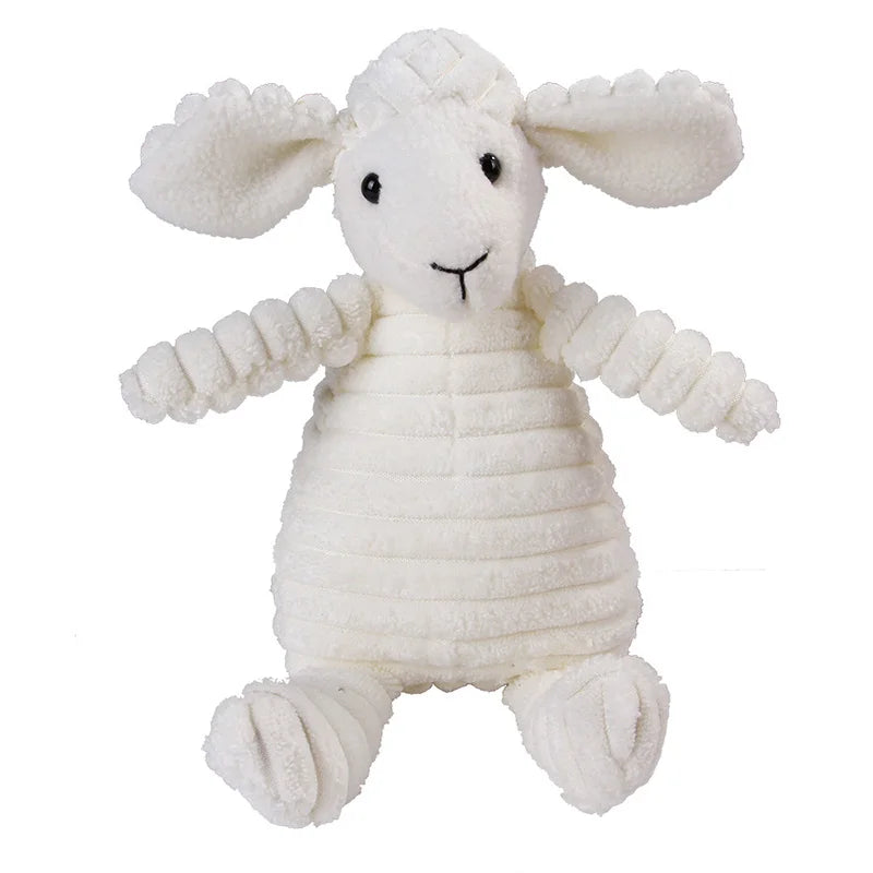 Corduroy Animal Plush Dog Toy – Squeaky Chew Toy