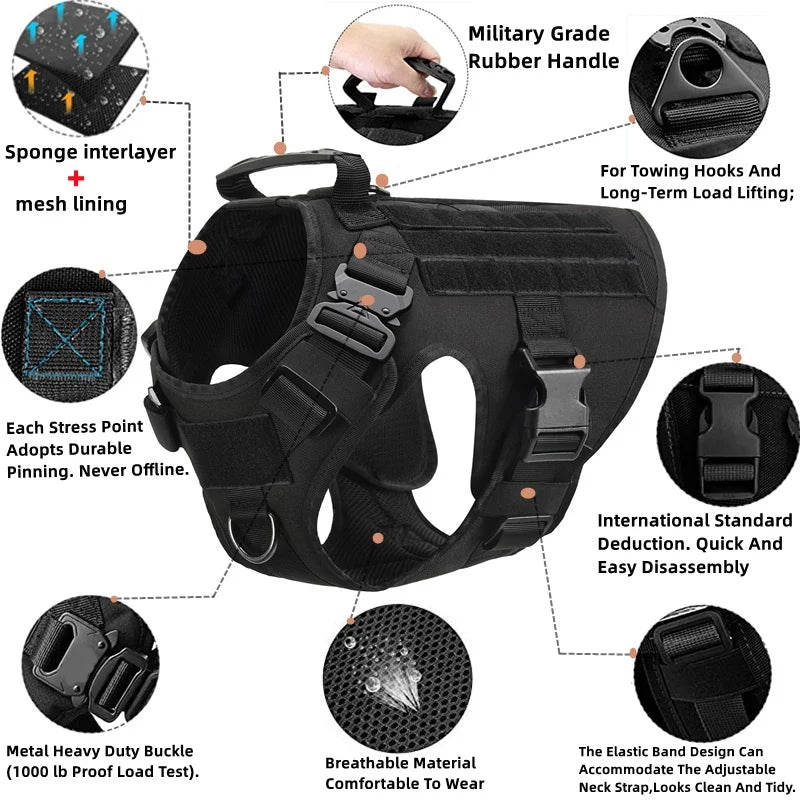 Tactical Dog Harness & Leash Set – Military Style