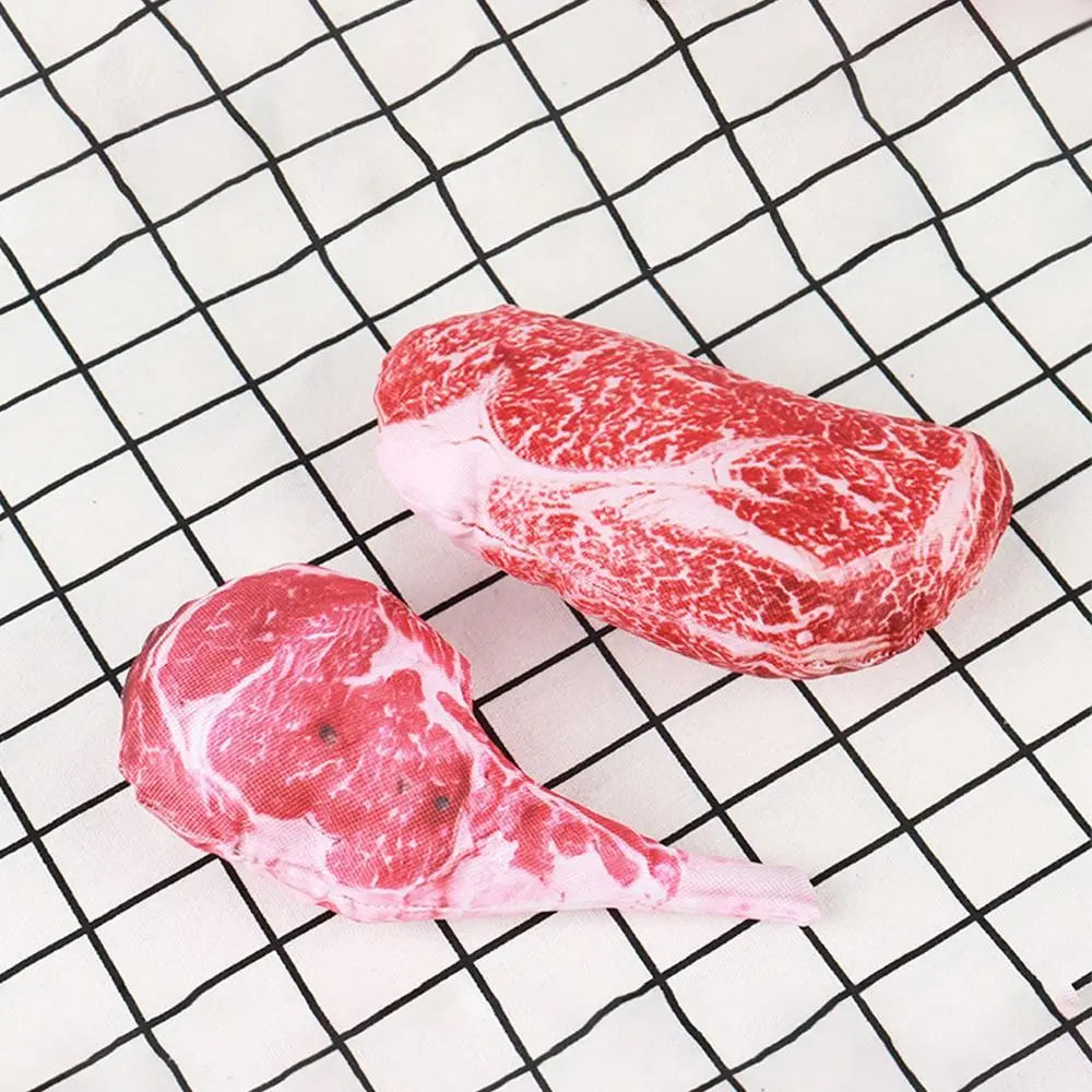 Simulation Squeaky Bone Dog Toy – Steak