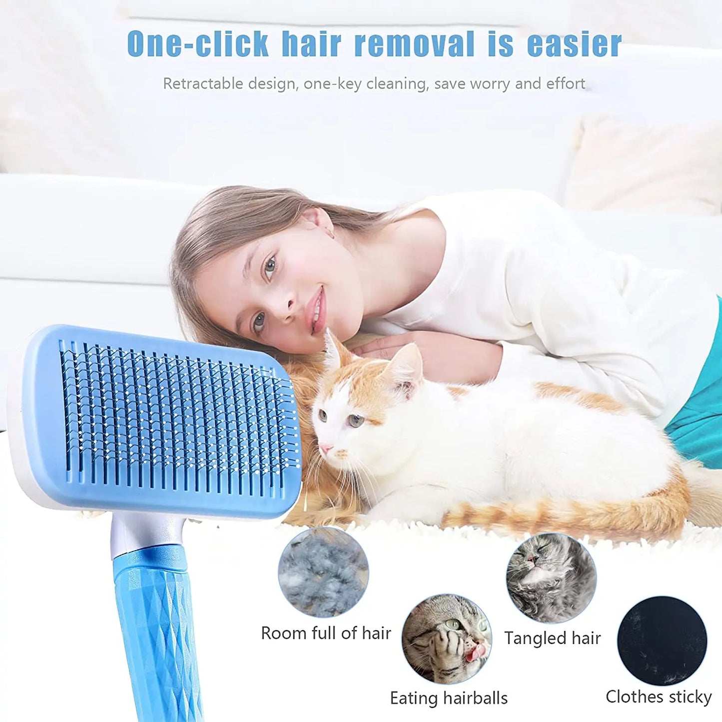 Long-Hair Pet Hair Remover Brush – Dog & Cat Grooming