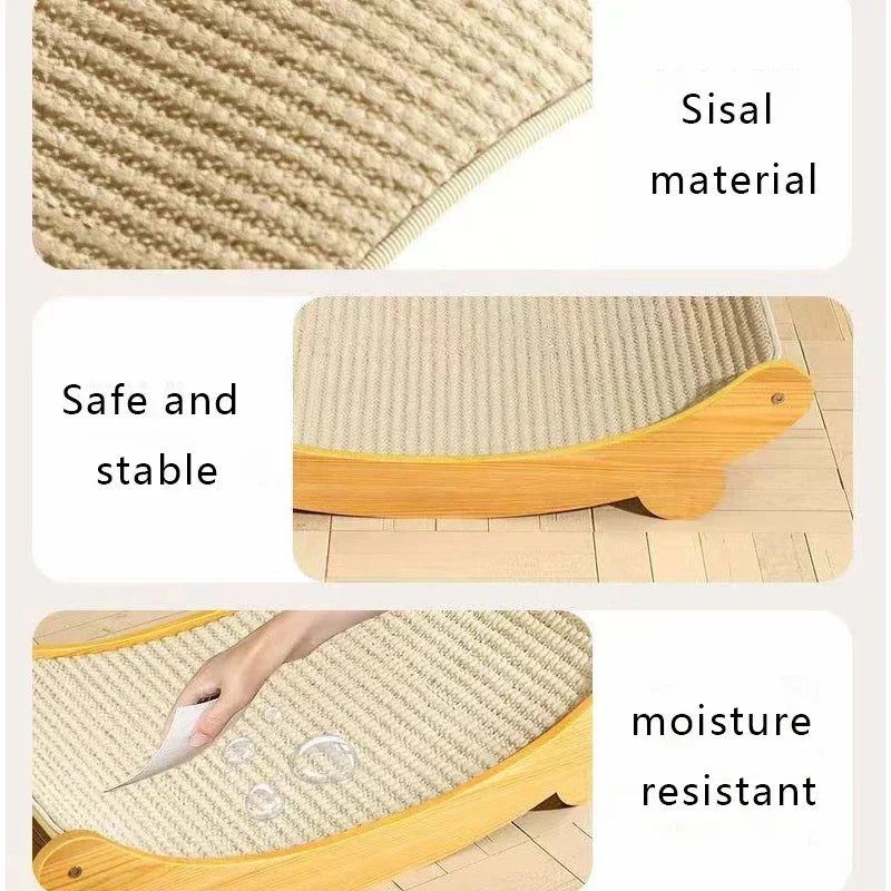 2-in-1 Wooden Cat Scratcher Bed – Detachable Scratch Pad & Sleeping Loun