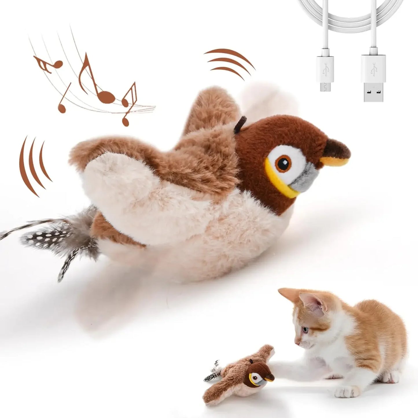 Interactive Catnip Bird Toy – USB Rechargeable Plush Toy