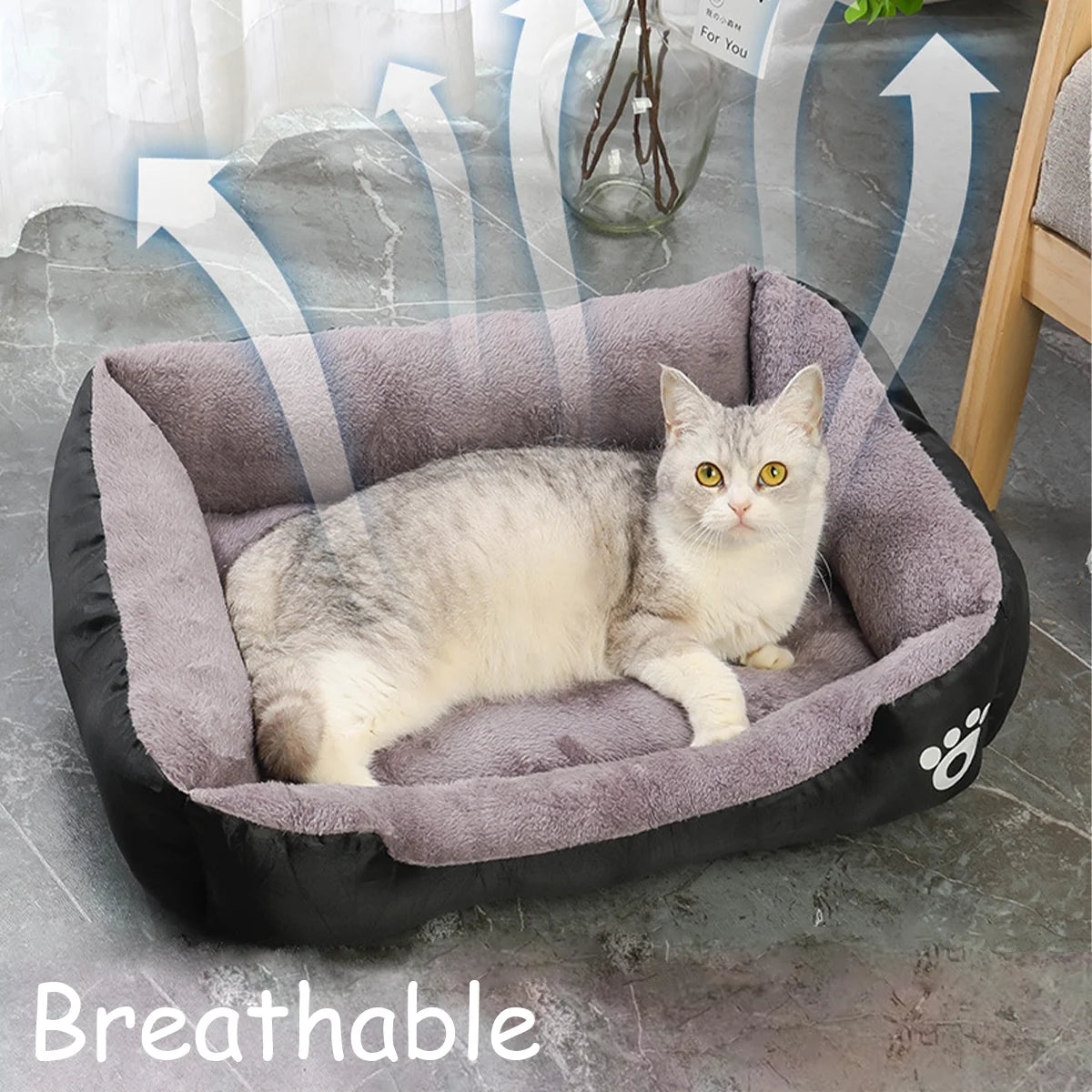 Colorful Square Pet House – Soft & Waterproof Bed