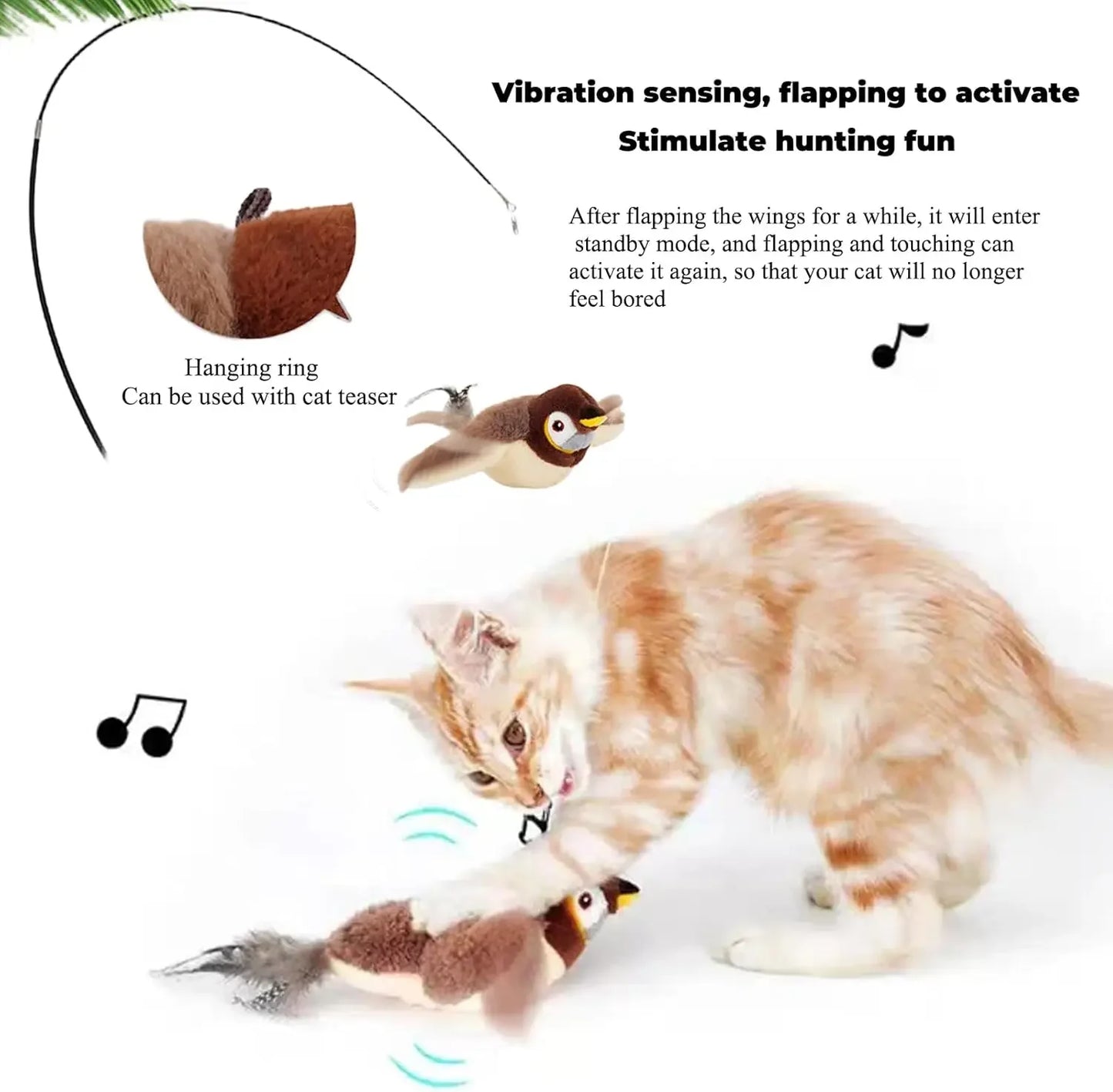 Interactive Catnip Bird Toy – USB Rechargeable Plush Toy