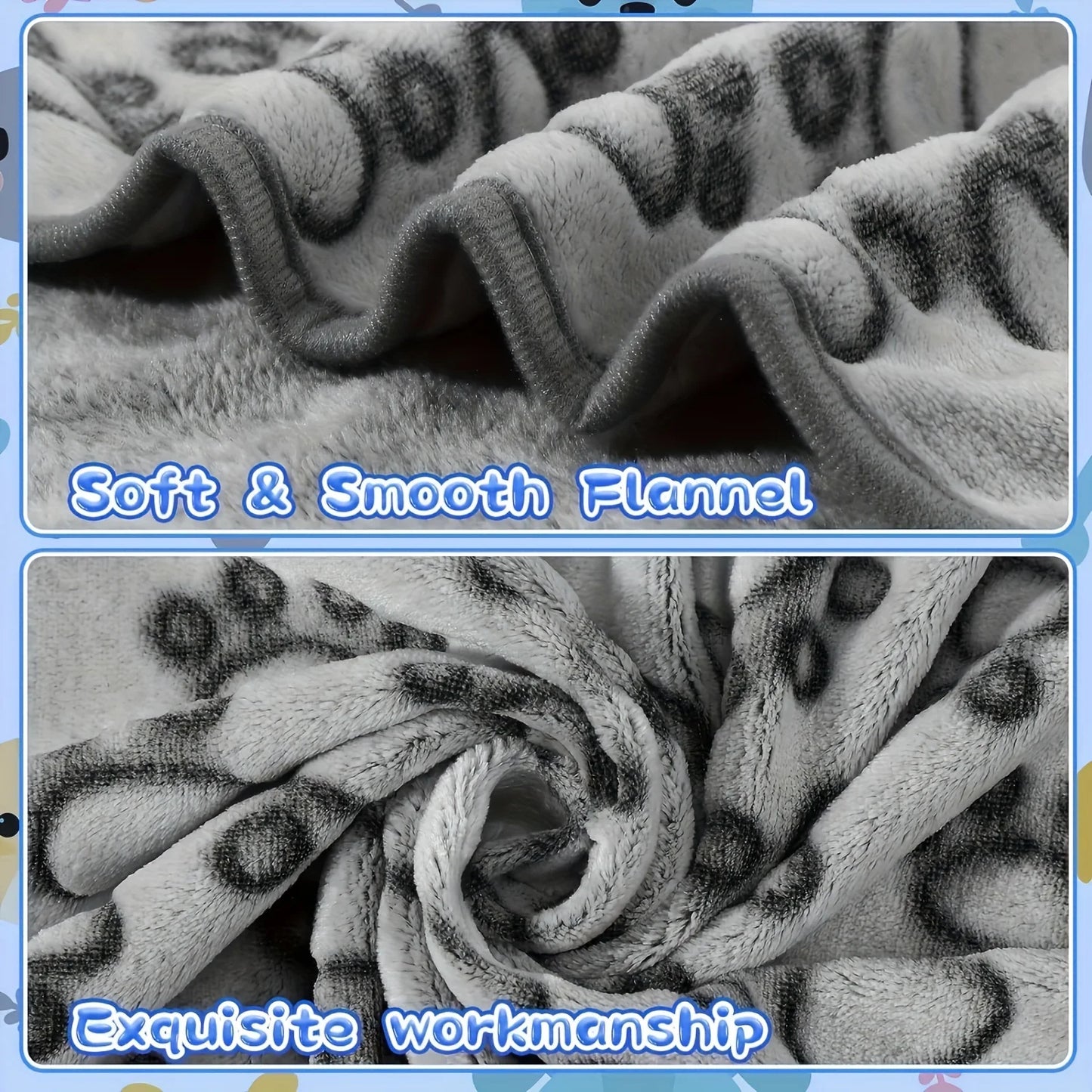 Soft Fluffy Pet Blanket – Warm Cartoon Design