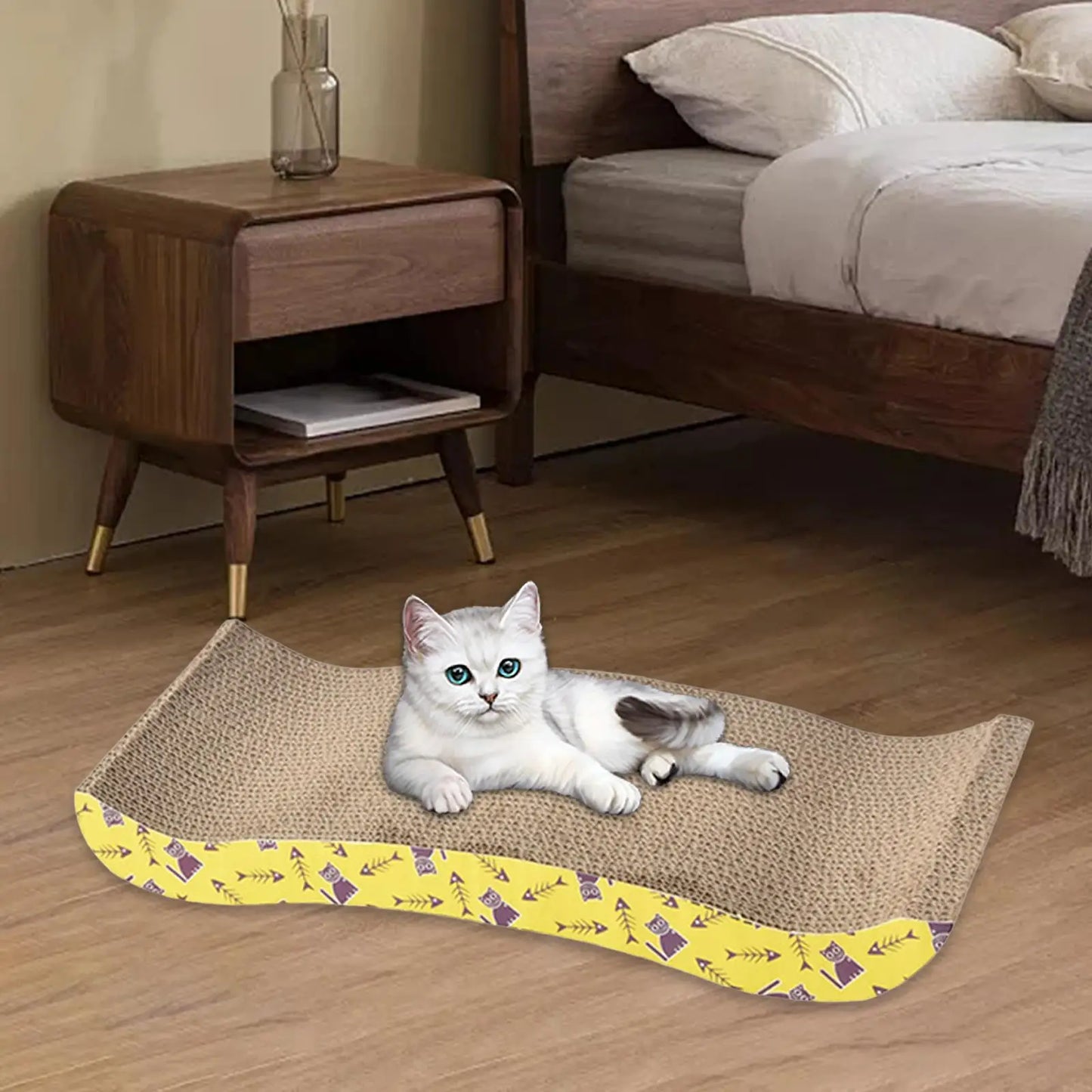 2-in-1 Cat Scratcher Bed – Cardboard Lounge, Scratch Pad & Nest for All Cat Sizes