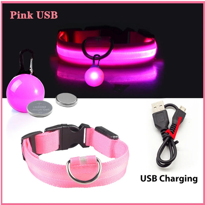 USB Rechargeable LED Dog & Cat Collar – Glowing Night Safety