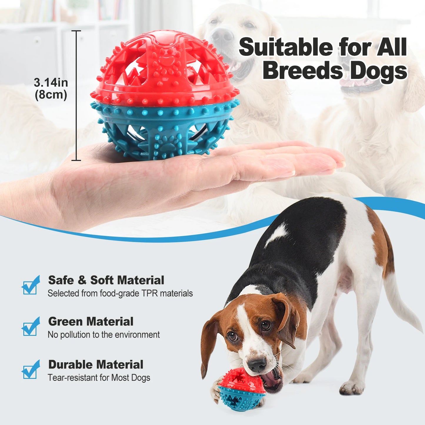 Interactive Chew Ball Dog Toy – Teeth Cleaning & Food Dispensing