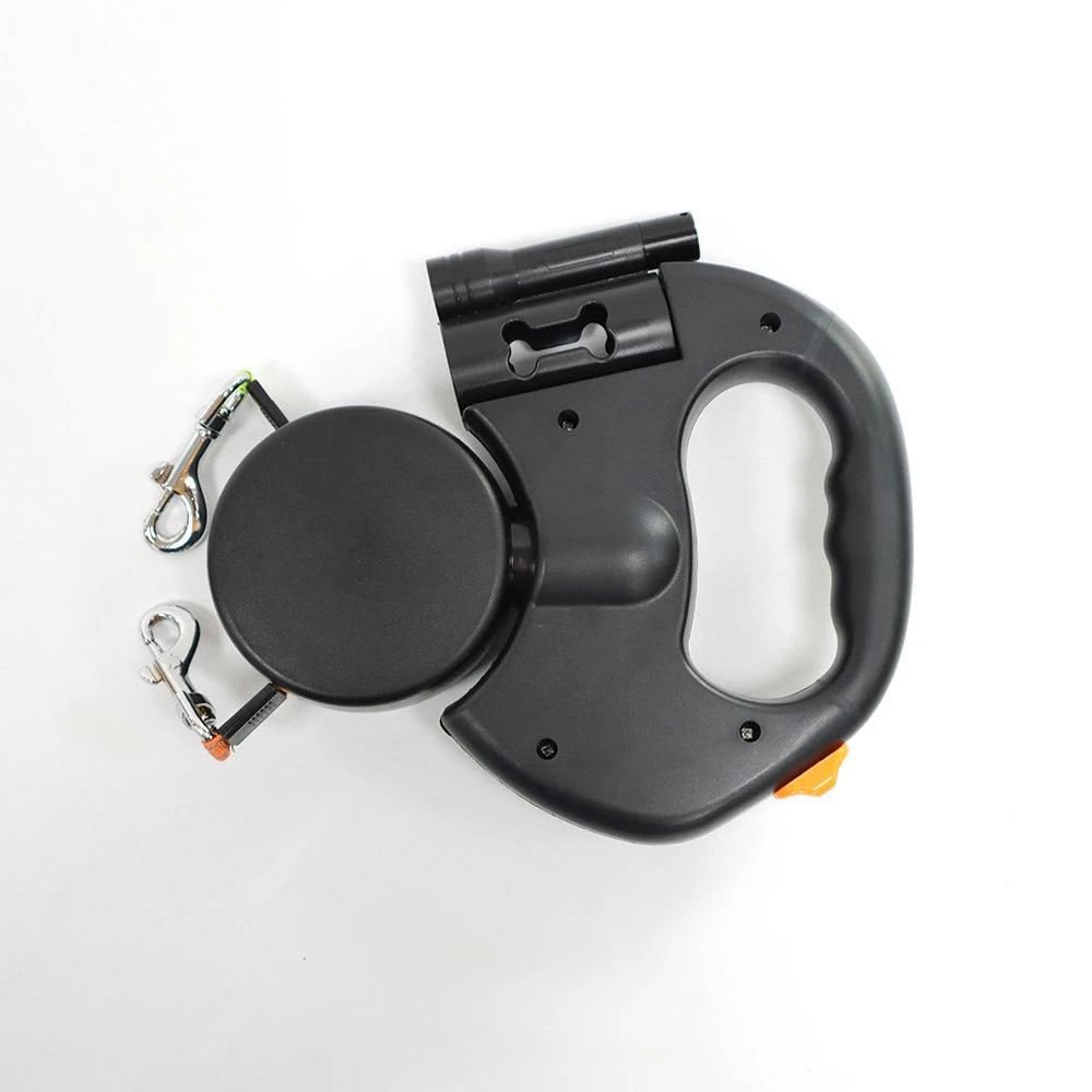 TwinGlow™ 2-in-1 Retractable Dual Dog Leash with LED Flashlight