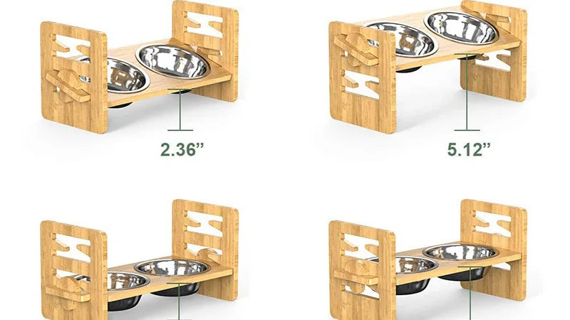 Stainless Steel Double Pet Bowl with Folding Stand