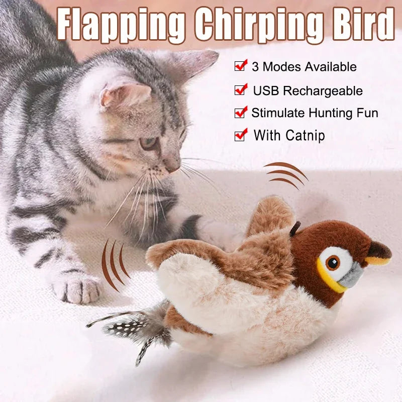 Interactive Catnip Bird Toy – USB Rechargeable Plush Toy