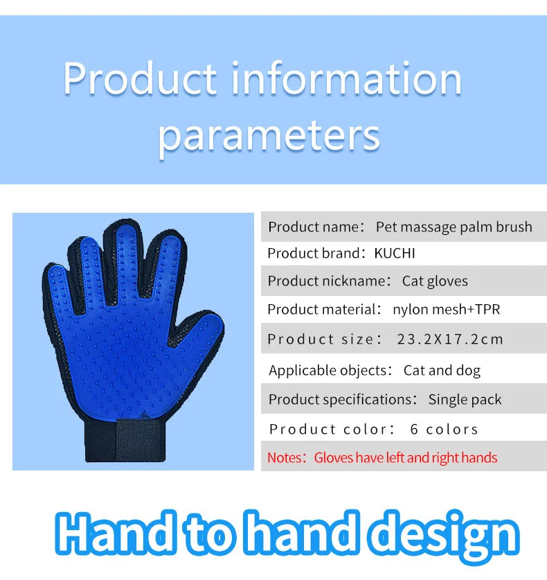 Pet Grooming Glove – Hair Remover & Massage Brush (6 Colors