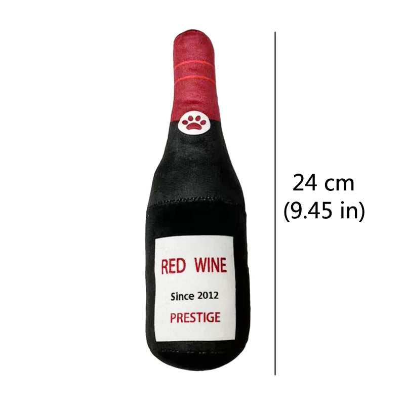 Plush Beer Bottle Dog Toy – Squeaky Chew & Interactive Play