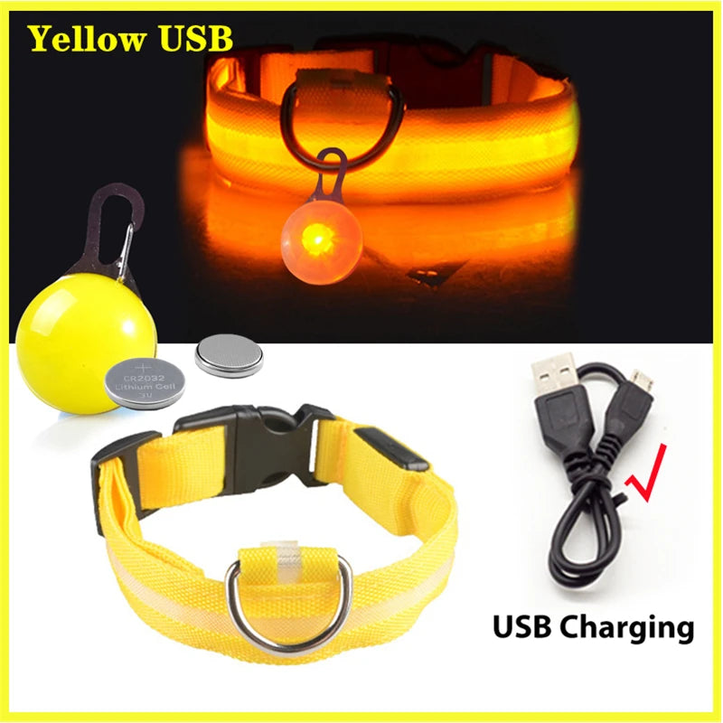 USB Rechargeable LED Dog & Cat Collar – Glowing Night Safety
