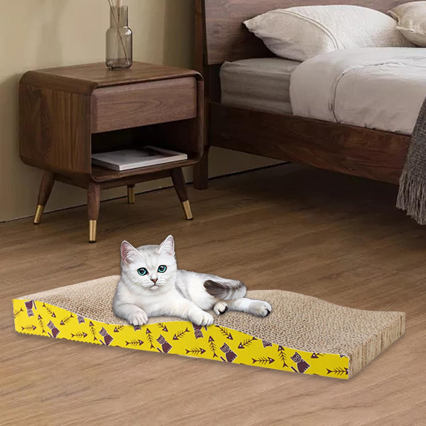 2-in-1 Cat Scratcher Bed – Cardboard Lounge, Scratch Pad & Nest for All Cat Sizes