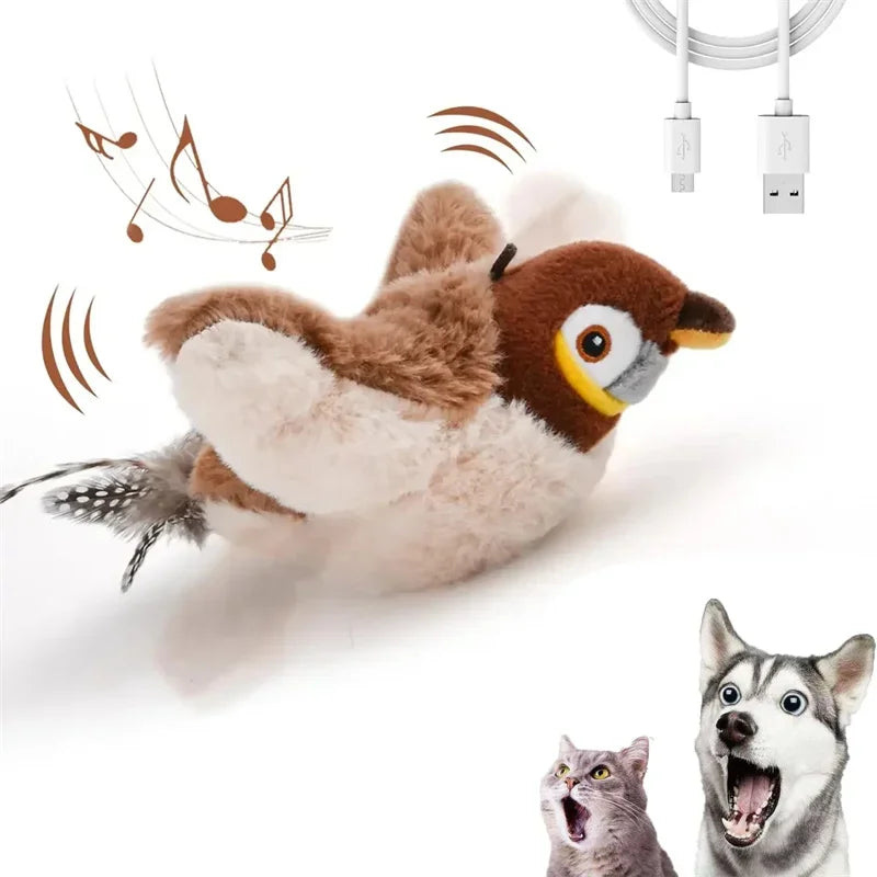 Interactive Catnip Bird Toy – USB Rechargeable Plush Toy