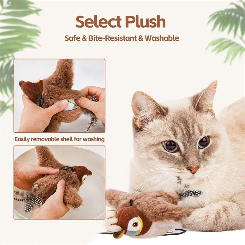 Interactive Catnip Bird Toy – USB Rechargeable Plush Toy