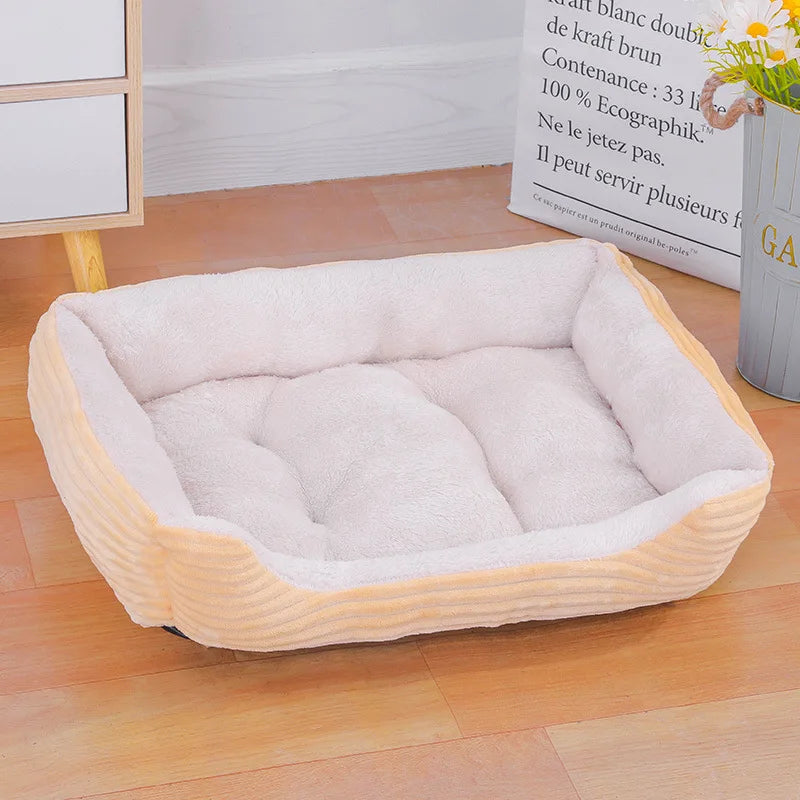 Colorful Square Pet House – Soft & Waterproof Bed
