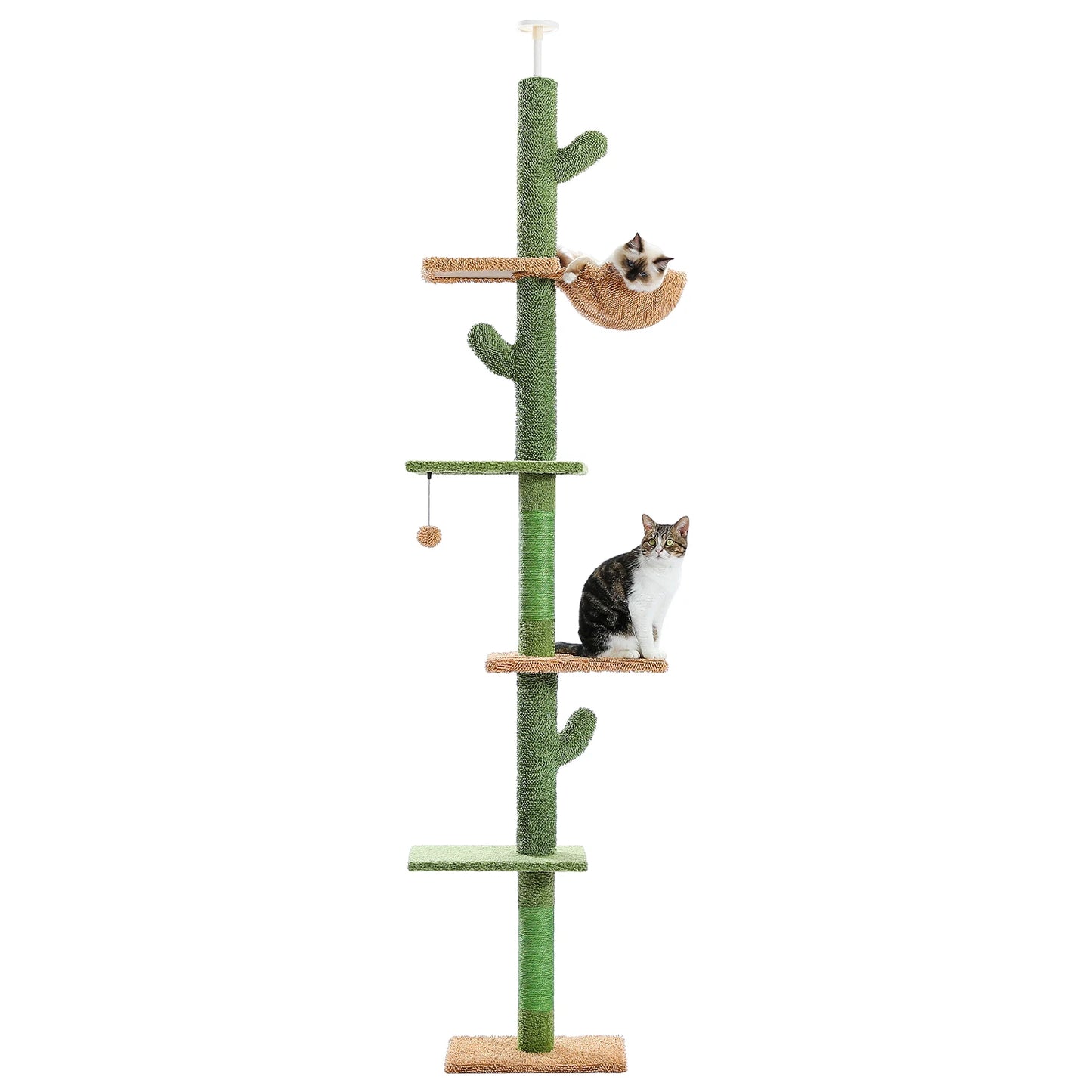 5-Tier Floor-to-Ceiling Cat Tower – Cactus Climbing Tree