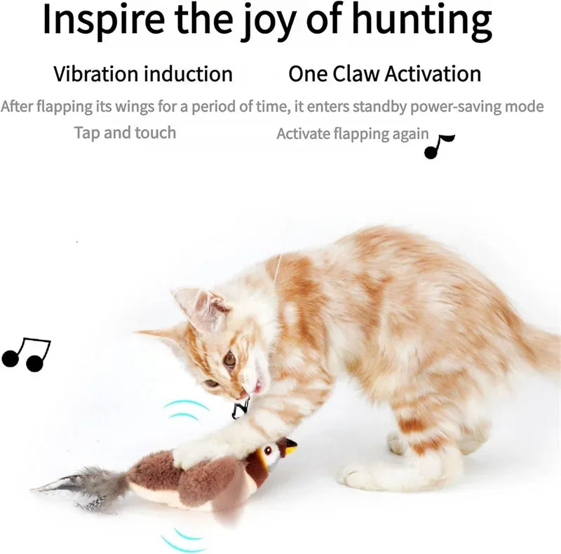 Interactive Catnip Bird Toy – USB Rechargeable Plush Toy