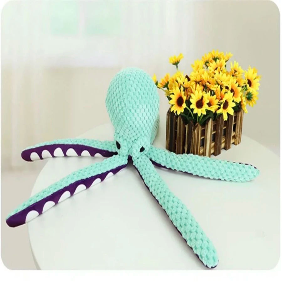 Plush Octopus Dog Toy – Interactive Squeaky Companion