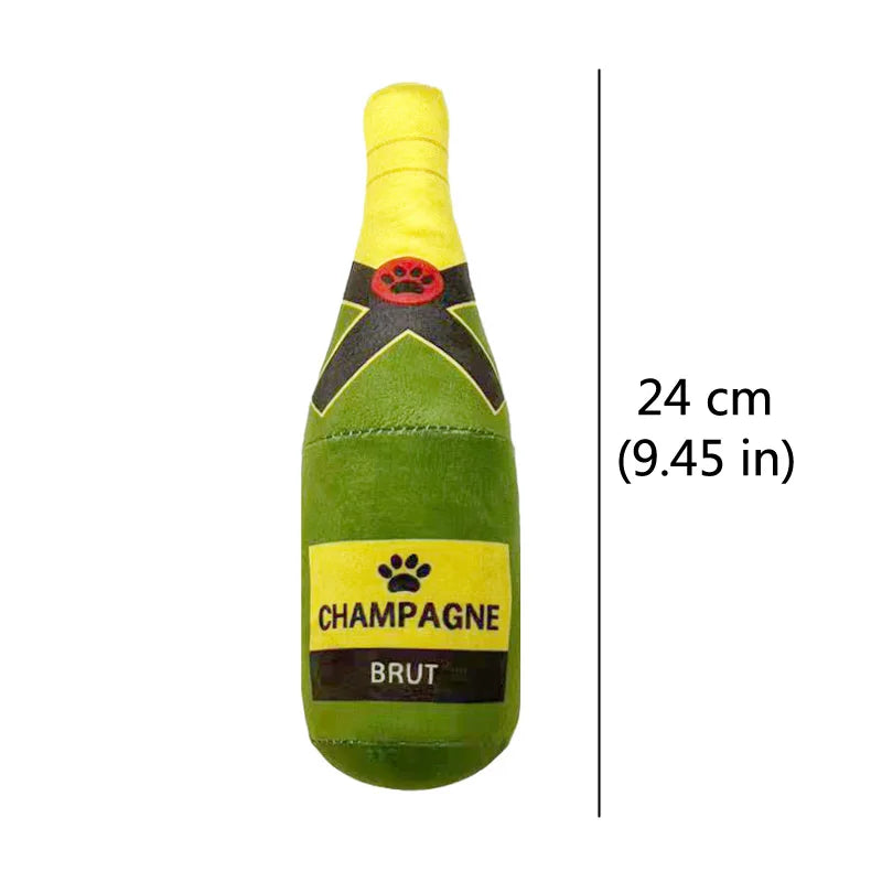 Plush Beer Bottle Dog Toy – Squeaky Chew & Interactive Play