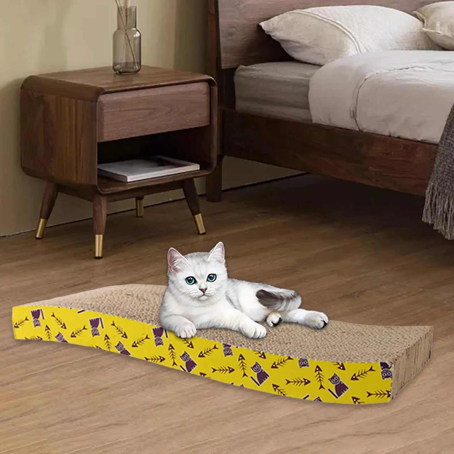 2-in-1 Cat Scratcher Bed – Cardboard Lounge, Scratch Pad & Nest for All Cat Sizes