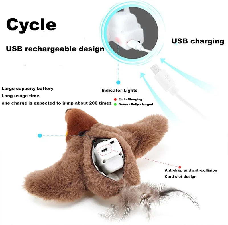 Interactive Catnip Bird Toy – USB Rechargeable Plush Toy