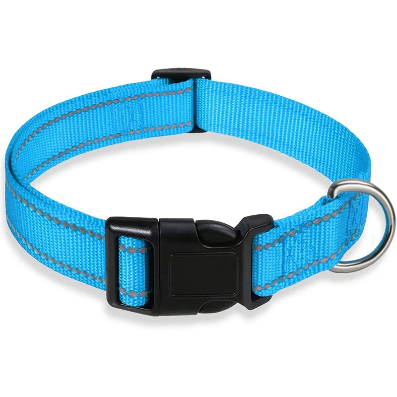 Adjustable Reflective Dog Collar – Safety Nylon Strap