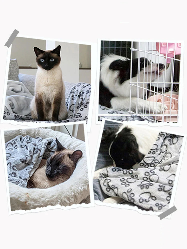 Soft Fluffy Pet Blanket – Warm Cartoon Design