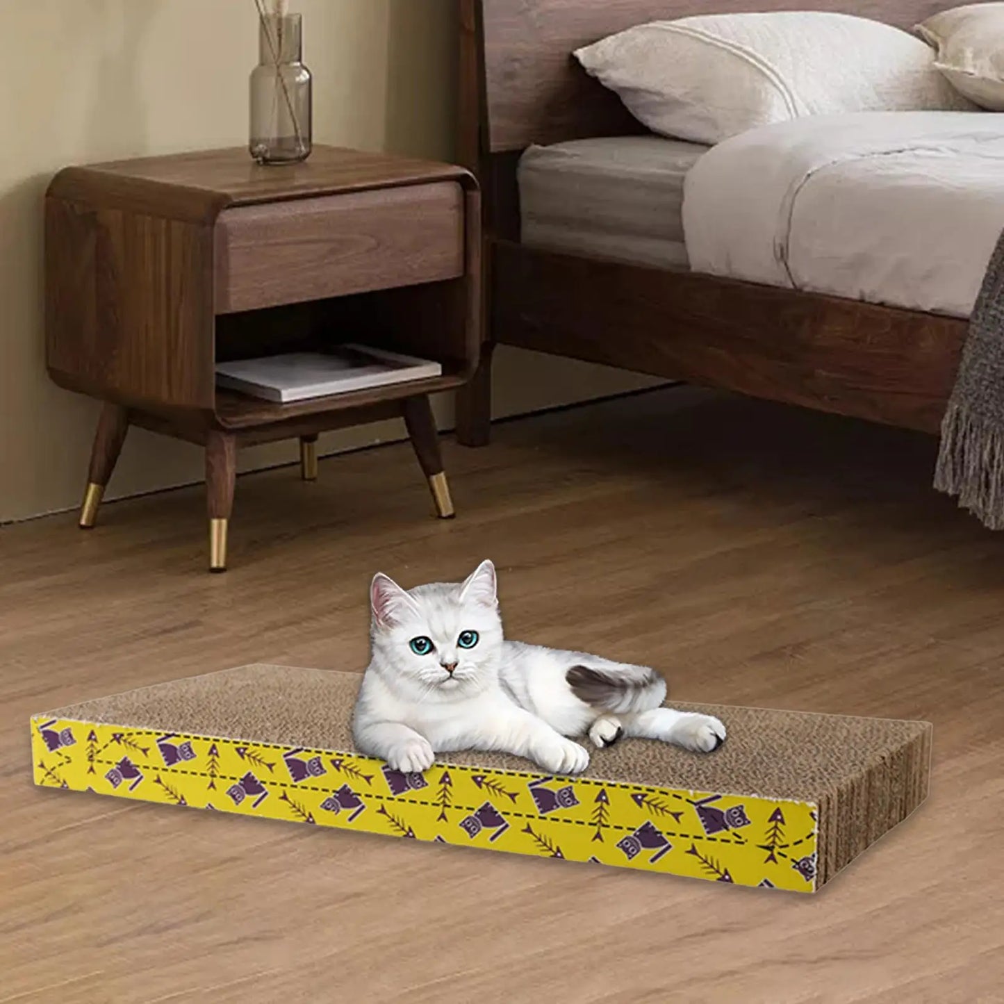 2-in-1 Cat Scratcher Bed – Cardboard Lounge, Scratch Pad & Nest for All Cat Sizes
