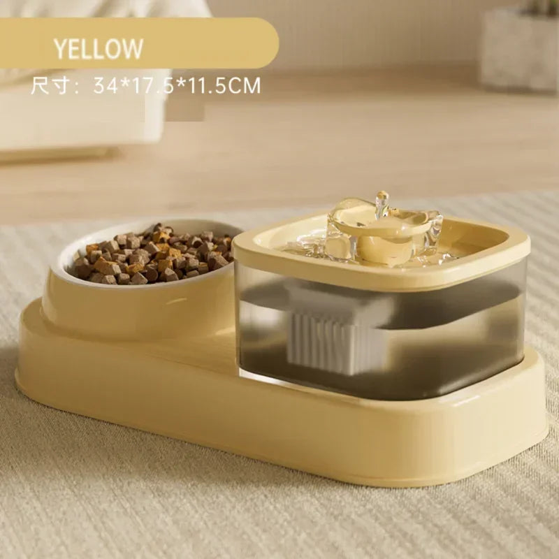 PurrFlow™ 2-in-1 Cat Water Fountain & Feede