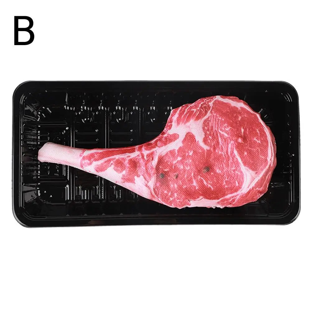 Simulation Squeaky Bone Dog Toy – Steak