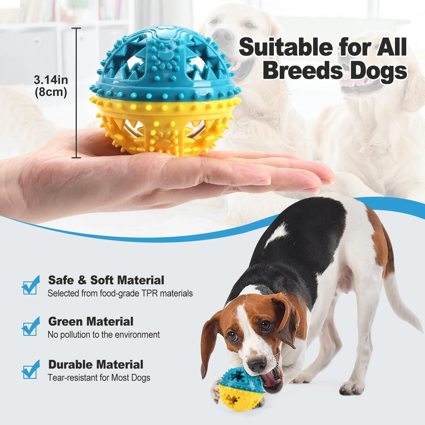 Interactive Chew Ball Dog Toy – Teeth Cleaning & Food Dispensing