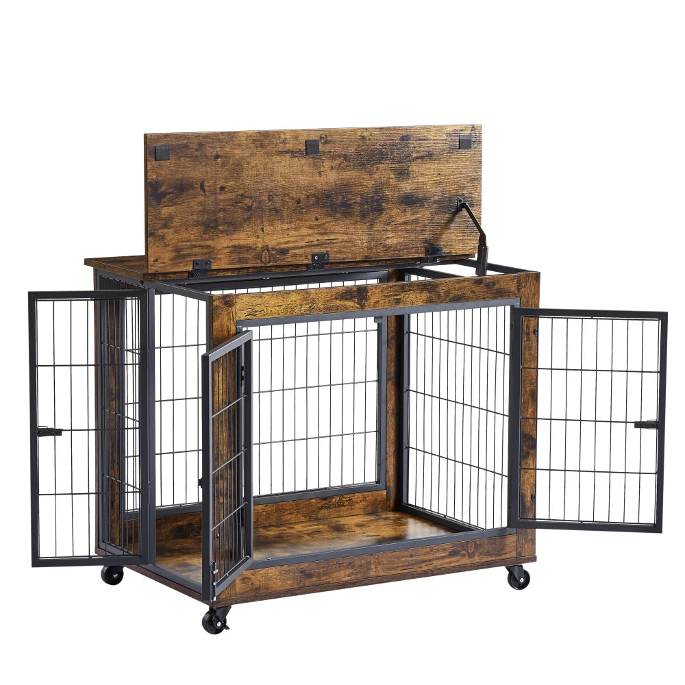 PawshHaus™ 2-in-1 Wooden Dog Crate & Furniture Console