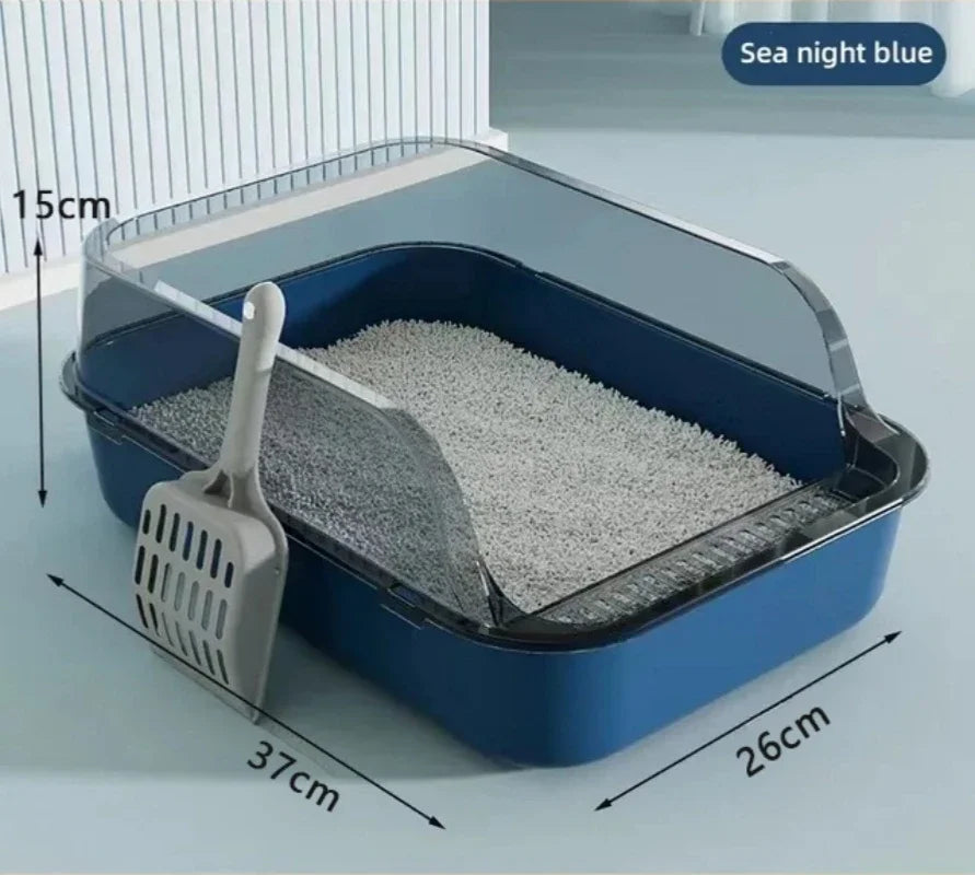 Semi-Enclosed Cat Litter Box – Splashproof Tray