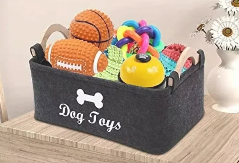 Felt Pet Toy Storage Box – Dog & Cat Organizer Basket