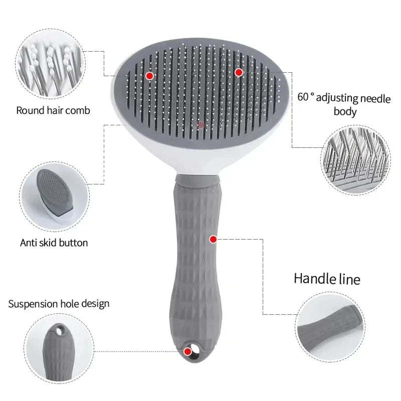 Self-Cleaning Pet Hair Remover Brush – Dog & Cat Grooming Tool