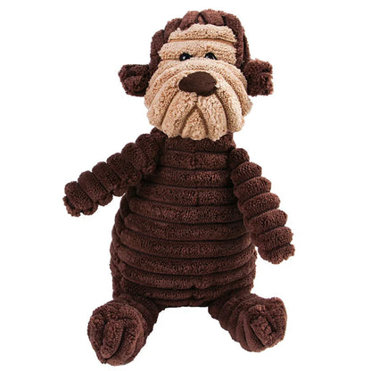 Corduroy Animal Plush Dog Toy – Squeaky Chew Toy