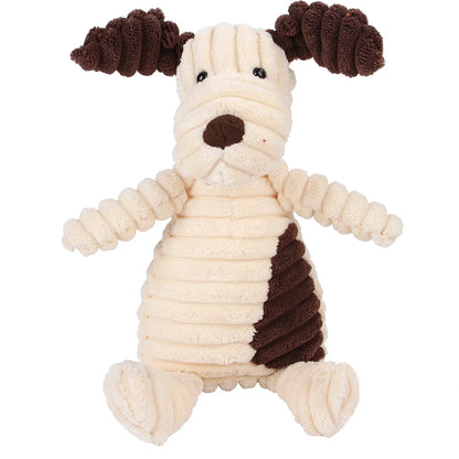 Corduroy Animal Plush Dog Toy – Squeaky Chew Toy
