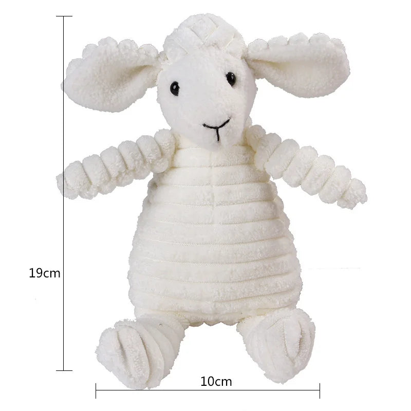 Corduroy Animal Plush Dog Toy – Squeaky Chew Toy