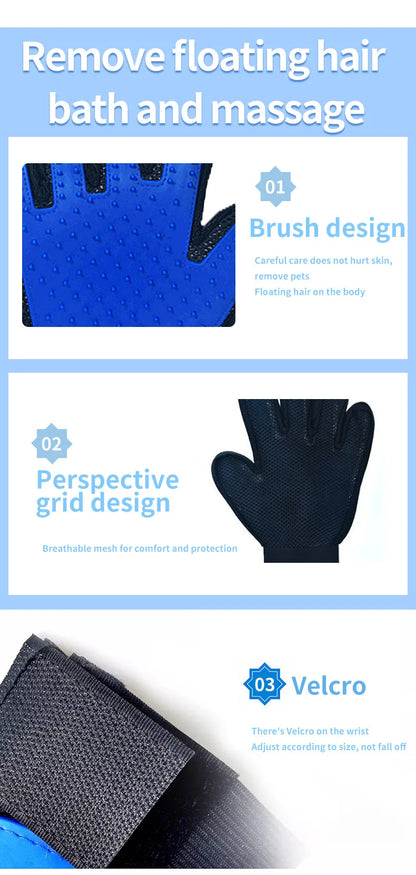 Pet Grooming Glove – Hair Remover & Massage Brush (6 Colors