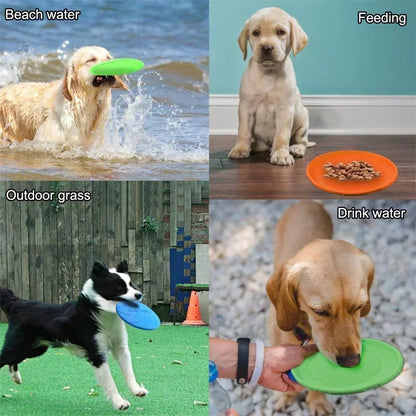 Multicolor Silicone Dog Frisbee – Interactive Flying Disc Toy