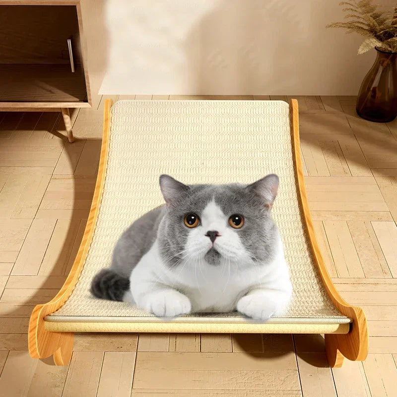 2-in-1 Wooden Cat Scratcher Bed – Detachable Scratch Pad & Sleeping Loun