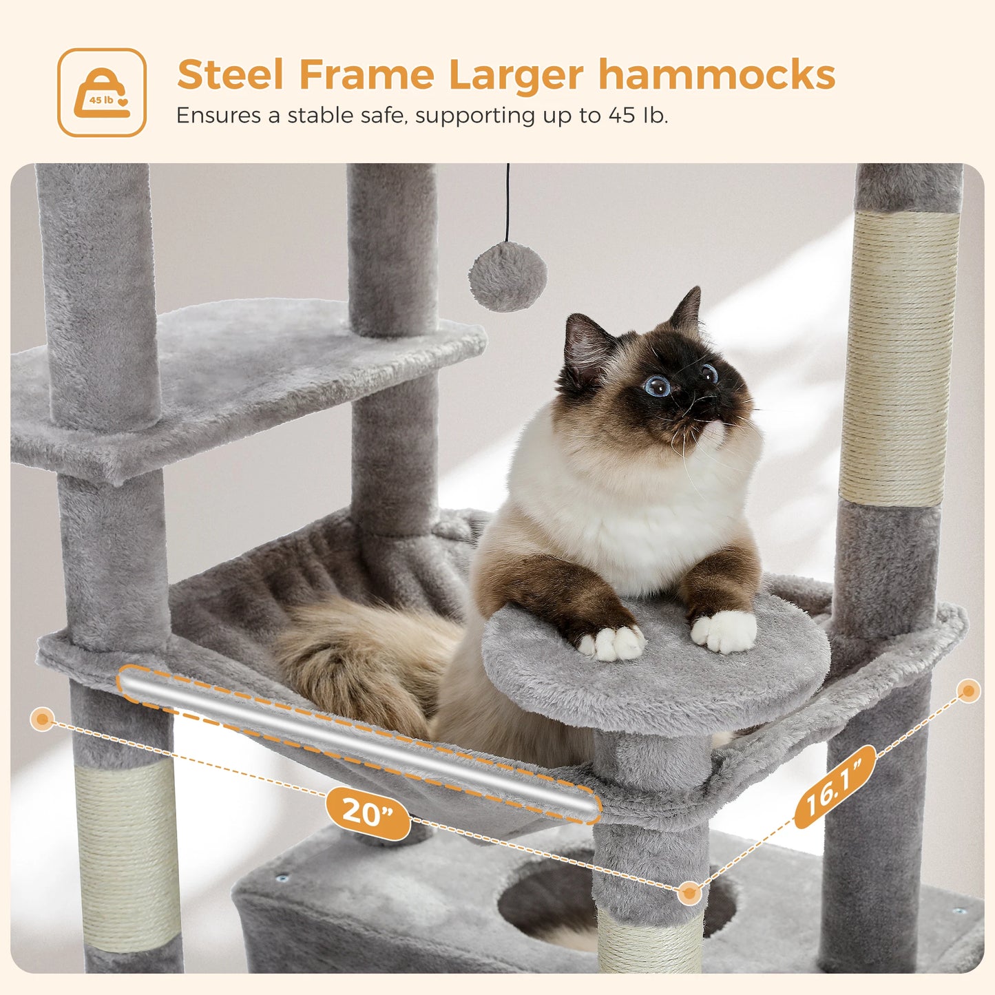 Large Indoor Cat Tree & Tower – Scratching Posts & Hammocks