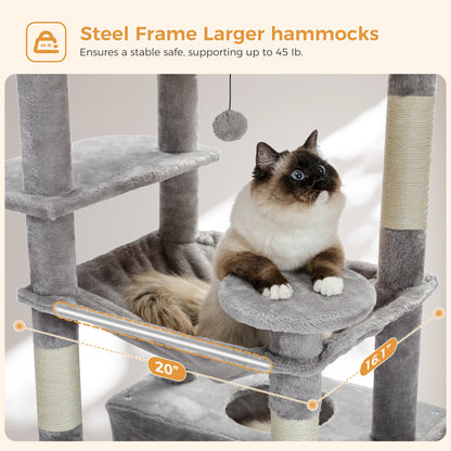 Large Indoor Cat Tree & Tower – Scratching Posts & Hammocks