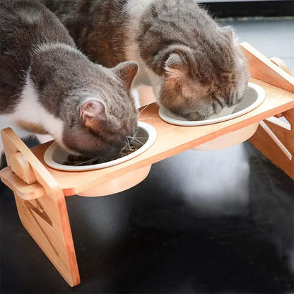 Stainless Steel Double Pet Bowl with Folding Stand