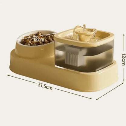 PurrFlow™ 2-in-1 Cat Water Fountain & Feede