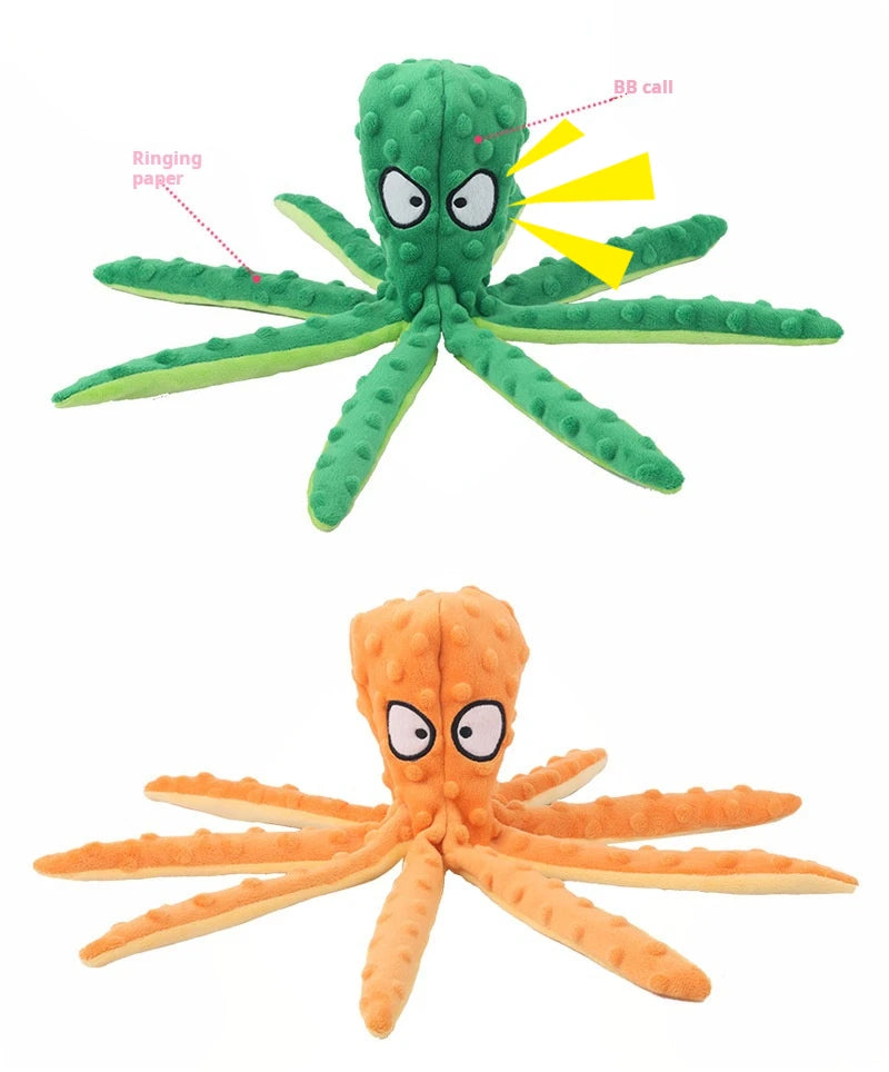 Plush Octopus Dog Toy – Interactive Squeaky Chew Toy